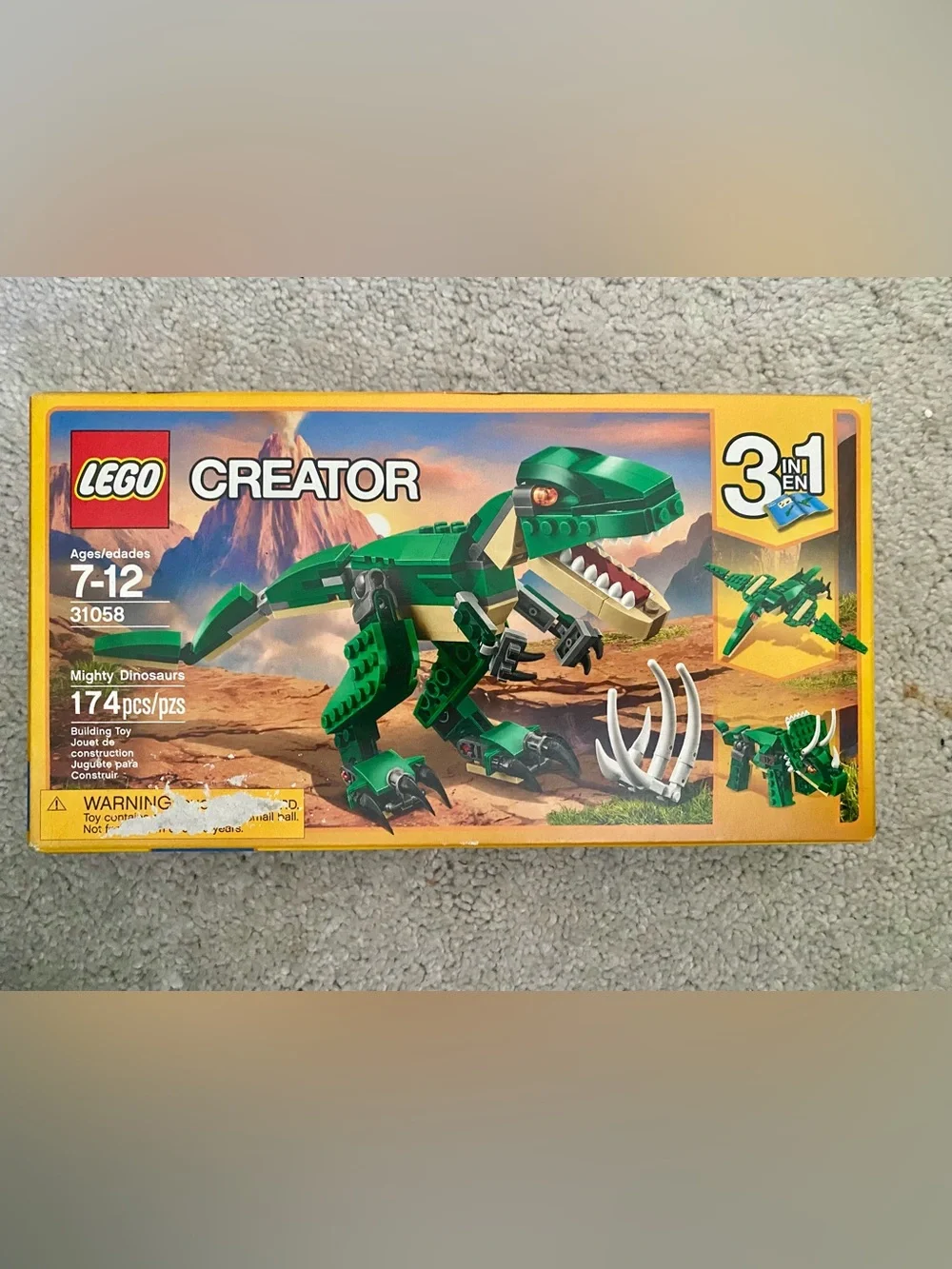 Lego Creator Mighty Dinosaurs 31058 3 in 1 T-Rex Triceratops Pterodactyl New!